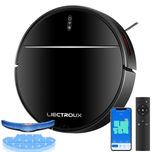 LIECTROUX M7S PRO robottipölynimuri, älykäs kartoitus muistilla, WiFi-sovellus ja ääniohjaus, 4000Pa vahva imuteho, kuiva ja märkä pyyhintä, sopii lemmikkien karvoille, kodin lattioille ja mattojen puhdistukseen, desinfiointi