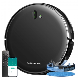 LIECTROUX L200 robottipölynimuri ja märkäpyyhintäyhdistelmä, älykäs kartoitus, WiFi-sovellus, 4000 Pa imuteho, harjaton moottori, toimii Alexan ja Google Assistantin kanssa, ihanteellinen lemmikkien karvoille, matoille ja koville lattioille.